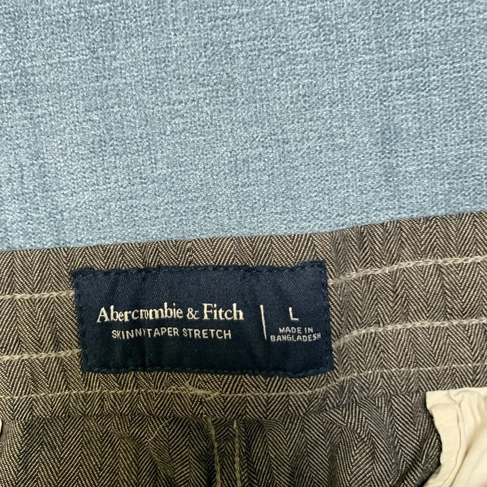 Abercrombie & Fitch Chino Pants Men Large Brown Herringbone Stretch Skinny Taper